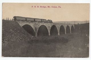 1914 Train On The Pennsylvania Railroad P.  R.  R Bridge Mt.  Union Pa Juniata River