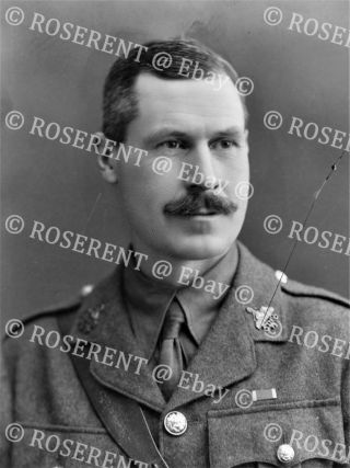 1916 South Wales Borderers - Major T C Greenway M.  C.  glass negative 22 by 16cm 2