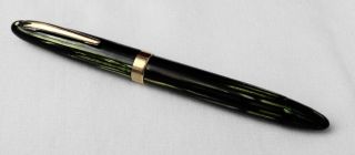 Vintage Black/green Striped Sheaffer White Dot Fountain Pen 14k Gold Nib 5 "