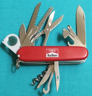 Rare Victorinox Swiss Army Knife - Pre 2004 Red Marlboro Outdoorsman Multi Tool