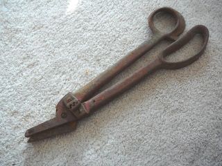 Pexto No.  2a - Vintage Antique Tin Snips Metal Shears Stove Pipe Crimper - 13 " Gd