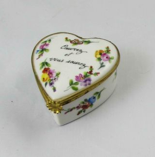 Le Tallec Limoges Paris France Hand Painted I Love You Heart Trinket Box
