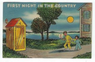 Early Comic Postcard,  First Night In The Country,  1942