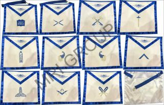 Blue Lodge Officer Cloth Aprons Set,  Masonic Blue Lodge Aprons,  Blue House Apron