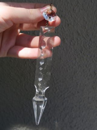 1 Antique Vintage Crystal Gothic Prism Chandelier Sconce Lamp Part Luster Old