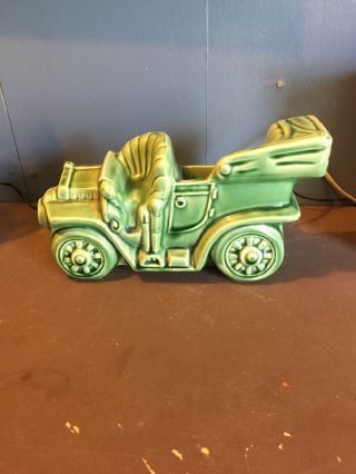 Vintage 1950s Mccoy Buckingham Ceramics Green Planter Tv Lamp Light Car Auto