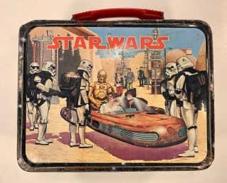 Vintage 1977 Star Wars Metal Lunchbox King - Seeley No Thermos