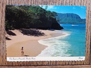 The Beach At Princeville,  Hanalei,  Kauai - - Hawaii Beach Bikini Not Naked Postcard