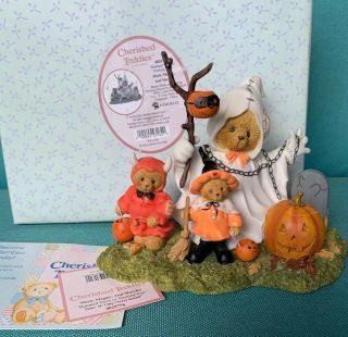 Cherished Teddies Haunted Trick Or Treating Fun Mark Maggie Marylee Signed
