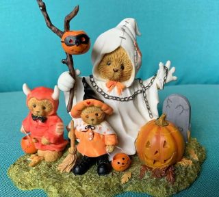 Cherished Teddies HAUNTED TRICK OR TREATING FUN Mark Maggie Marylee Signed 2