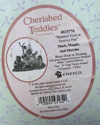 Cherished Teddies HAUNTED TRICK OR TREATING FUN Mark Maggie Marylee Signed 6
