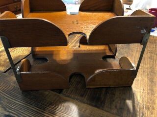Vintage Globe Wernicke A - 2 Stacking Desk Wood Dovetailed Trays 8