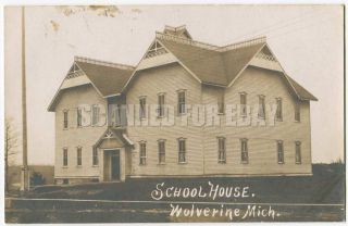 Rppc School House,  Wolverine,  Cheboygan Co Mi Michigan 1910s