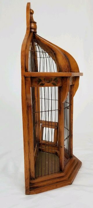 Vintage domed top wood and metal wire bird cage vaulted Victorian 26 1/2 