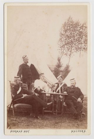 Military Cabinet - Malvern,  Five Officers Sitting Outside Their Tents