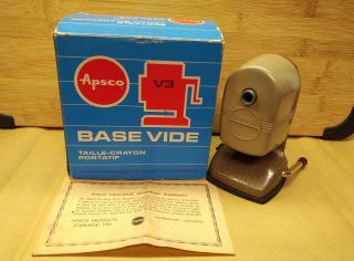 Vintage Apsco Vacu Base Portable Pencil Sharpener Berol Canada