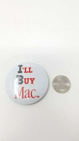 Vintage 80s Mac Macintosh IBM Apple Computers White Red Button Pin Round RARE 2