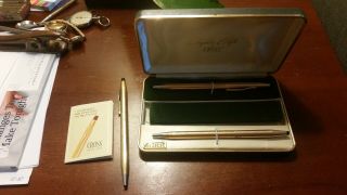 Vintage Cross Pen 14Kt Gold Filled Pen Set w/ Box & Paperwork plus one 12kt pen 4