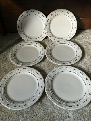 Longaberger Traditions Blue Woven 10 " Dinner Plate Set Of 6