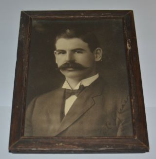 Antique Gentleman Black & White Portrait Photo Has A Signature