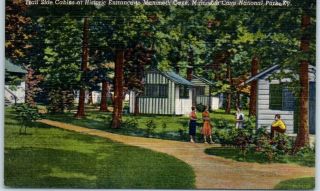 Mammoth Cave National Park Ky Postcard Trail Side Cabins Roadside Linen 1945