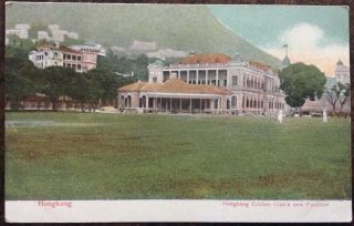 Antique Hong Kong Postcard View Of The Cricket Grounds Pavillion Hong Kong