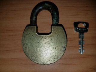 Vintage Old Glory Brass Padlock Lock with Key 2