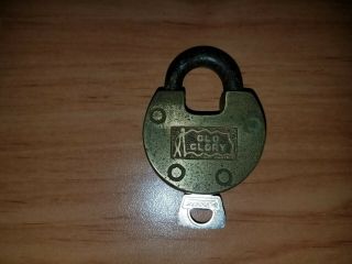 Vintage Old Glory Brass Padlock Lock with Key 3