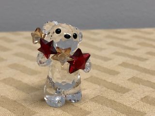 Swarovski Crystal Kris Bear Figurine,  Gold And Red Stars Rare