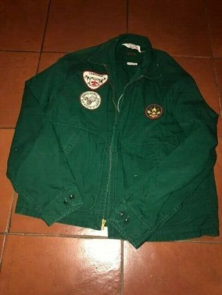 Vintage 1960s Boy Scouts Green Jacket With 1967 World Jamboree Patch And More.