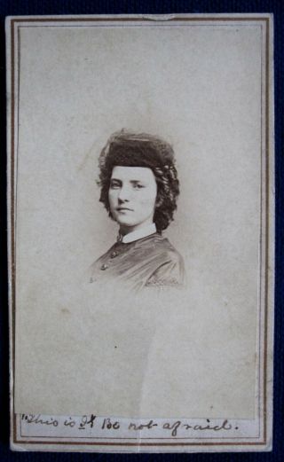 Cdv,  Young Woman’s Portrait With Warning