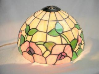 Leaded Stained Slag Glass Dome Lamp Shade Arts & Crafts Tiffany Style 10 1/4 "