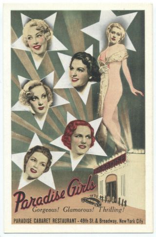 Gorgeous Girls Paradise Cabaret Restaurant Nyc - Great 1930 