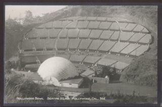Real Photo Postcard California/ca Hollywood Bowl Theatre Rear View 1940 