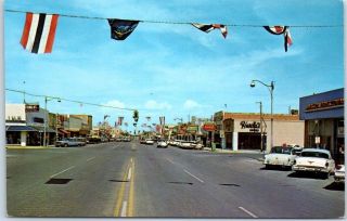 Hobbs,  Mexico Postcard " Broadway - Looking East " Downtown Street Scene 1950s