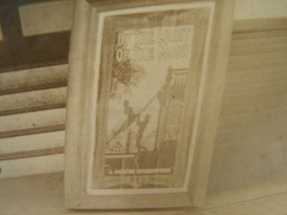 ANTIQUE CABINET PHOTOGRAPH MOVIE THEATER LOBBY W/ 1911 SILENT MOVIE POSTER 3