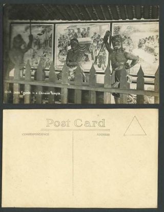 Hong Kong China Old Real Photo Postcard Joss Figures In A Chinese Temple Deities