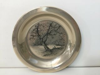 James Wyeth " Along The Brandywine " Sterling Silver Collector Plate,  8 " Diameter