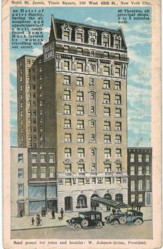 Nyc Hotel St James Times Square 109 W 45th 1920 York City