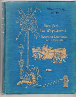1916 Year Book York City Fire Department Benevolent Association