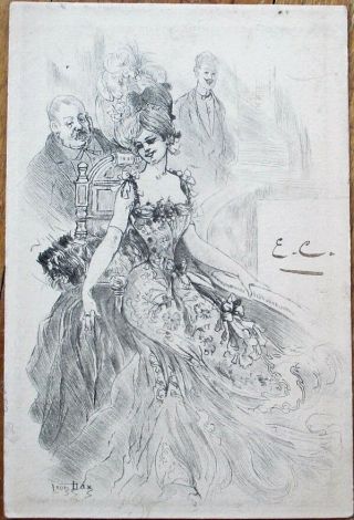 Leon Dax/artist - Signed 1901 Postcard: Man & Woman Sitting
