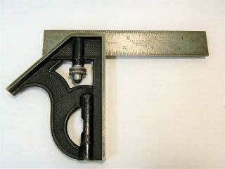 Vintage Ls Starrett Machinist Precision Combination Square & No.  4 Grad 6 " Ruler