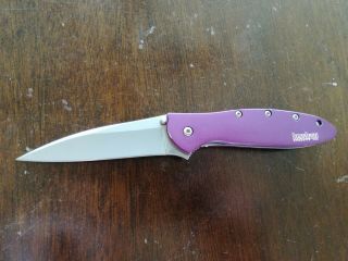Kershaw Leek Knife Purple With Aftermarket Deep Carry Pocket Clip
