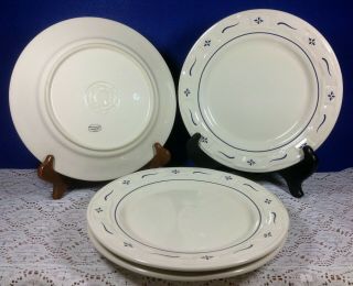 Longaberger Woven Traditions Classic Blue Dinner Plates Set Of 4