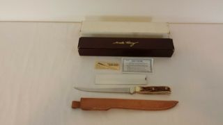 Schrade Uncle Henry Usa 167uh Staglon Fillet Knife With Leather Sheath