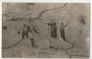 1920s Real Photo Avery Island Iberia Miners Drill In Salt Mine