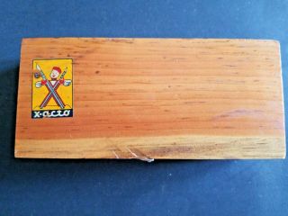 Vintage X - Acto Knife Set Tools In Dovetailed Wood Box Contains 3 Knives