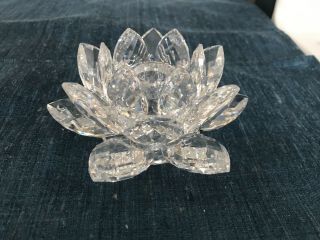 Large 5 3/8  Swarovski Crystal Lotus Water Lily Candle Holder