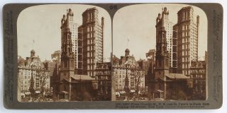 Underwood Stereoview St Paul ' s and Park Row Building,  NY 1900 ' s USA 100 Card Set 2