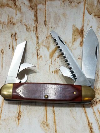 Vintage Usa Camillus Rose Wood Scout Pocket Knife